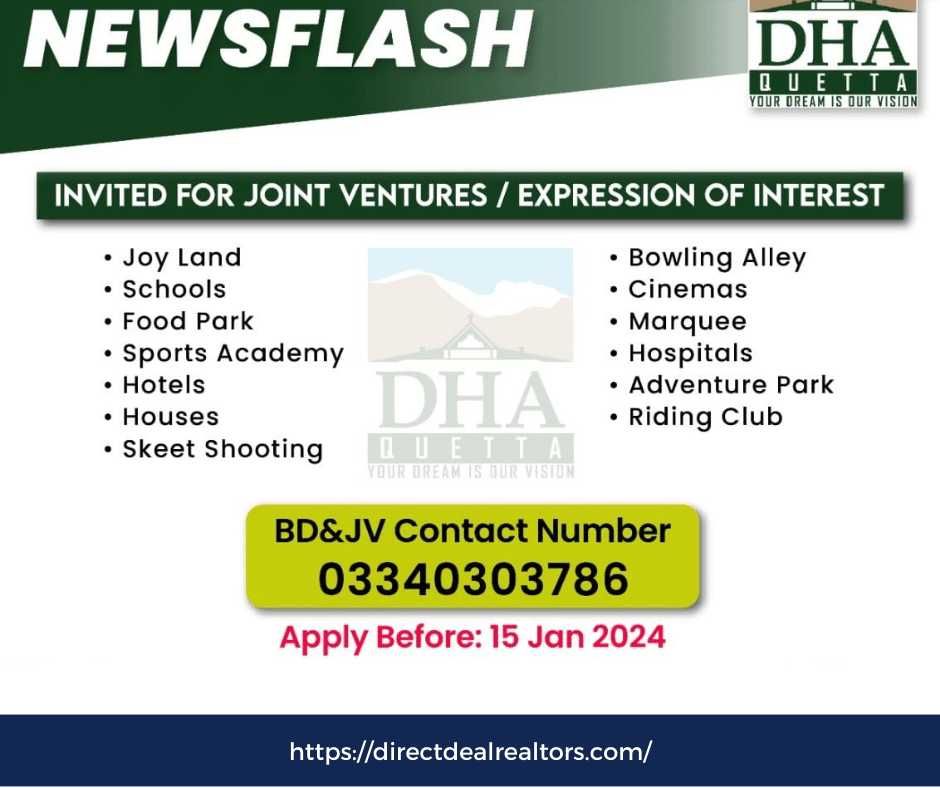 DHA Quetta Calls for JV for Joy Land.