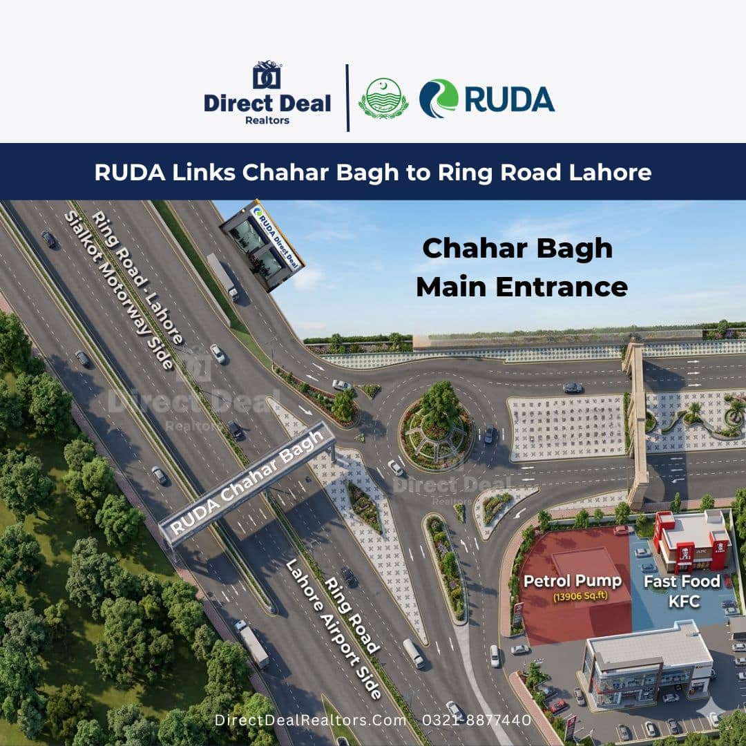 RUDA Chahar Bagh main gate development with direct access to Ring Road Lahore