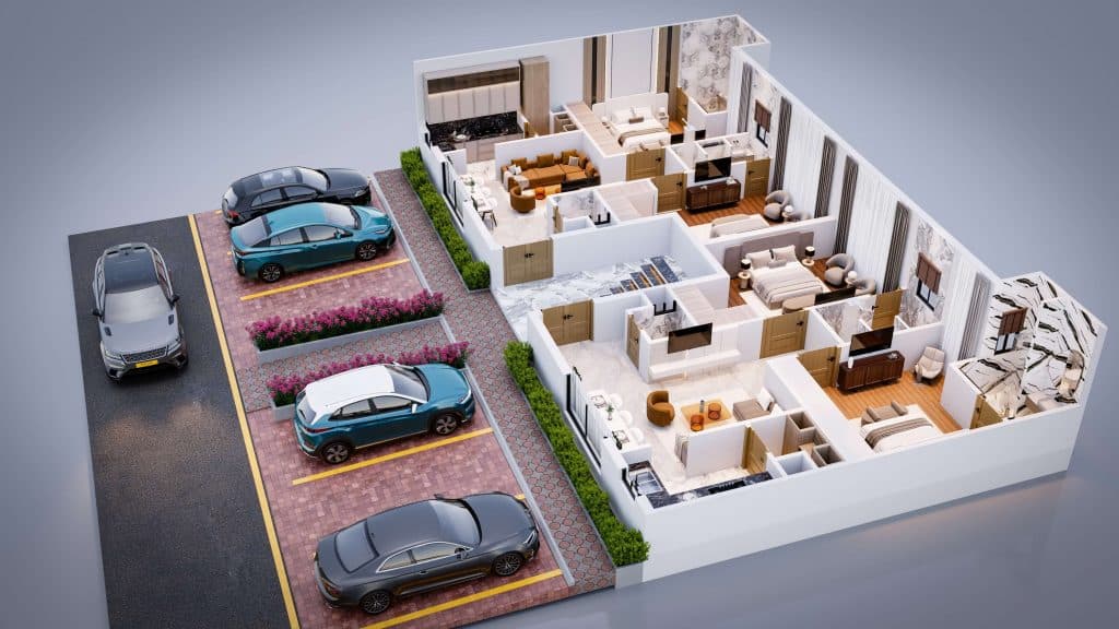 Chahar Bagh West End Town Houses Layout and Parking Design